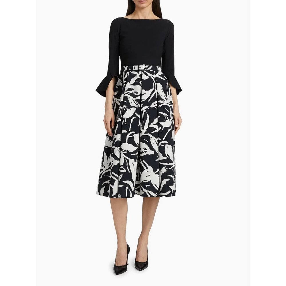 NWT Chiara Boni La Petite Robe Avalana Floral Fit & Flare Dress in Bianca Print